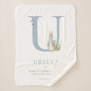 Cobertor Sherpa Letra personalizada   U do coelho de Peter