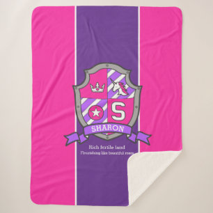 Cobertor Sherpa Letra S Sharon significa unicórnio roxo cor-de-ros