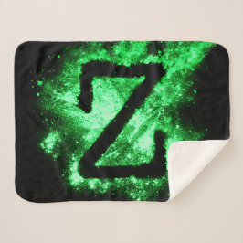 Cobertor Sherpa Letra Z Maiúscula Alfabeta Verde