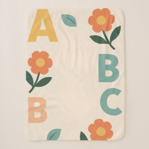 Cobertor Sherpa Letras do alfabeto arte de bebê com IA