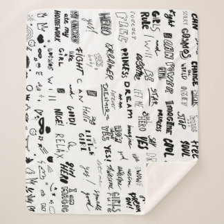 Cobertor Sherpa Letras feitas à mão, coleção de rabiscos de tipogr