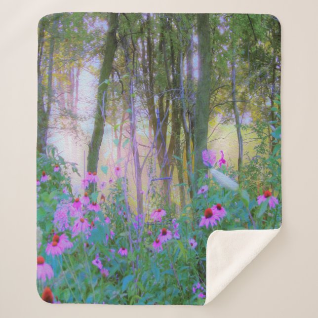 Cobertor Sherpa Levantamento do Sol Brilhante com Confluentes Rosa (Frente)