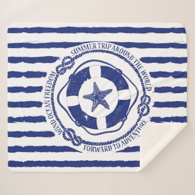 Cobertor Sherpa Lifebuoy e estrela do mar (Frente (Horizontal))