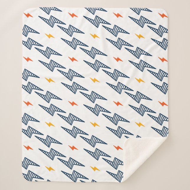 Cobertor Sherpa Lightning Bolts Doodle Seamless Flash (Frente)