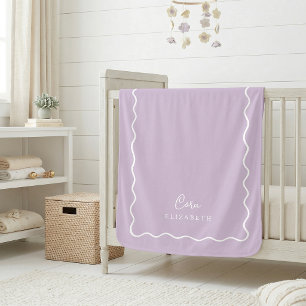 Cobertor Sherpa Lilás Roxo Monograma com Borda Ondulada