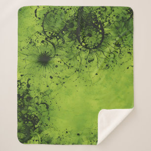 Cobertor Sherpa Lime Verde Grunge com Acentos Pretos