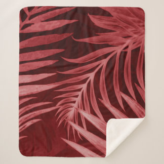 Cobertor Sherpa Linda abstrato cor rosa e flores vermelhas em b