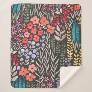 Cobertor Sherpa Linda flor colorida padrão sem costura no jardim