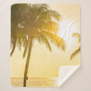 Cobertor Sherpa Linda paisagem do mar com silhueta c