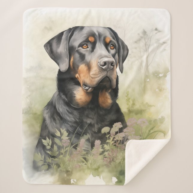 Cobertor Sherpa Linda Rottweiler (Frente)