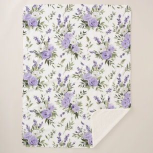 Cobertor Sherpa Lindas Flores de Lavanda