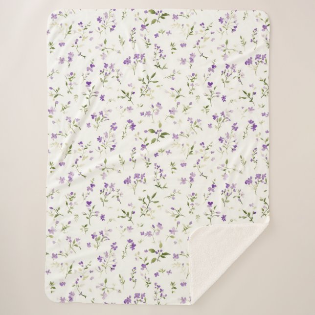 Cobertor Sherpa Lindas Flores Lavanda (Frente)