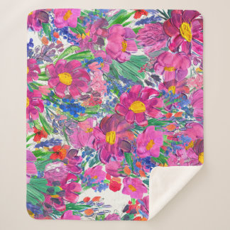 Cobertor Sherpa Lindas flores silvestres: Artista desenhada à mão.