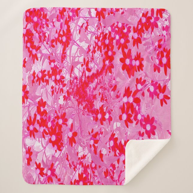 Cobertor Sherpa Lindas Flores Vermelhas (Frente)