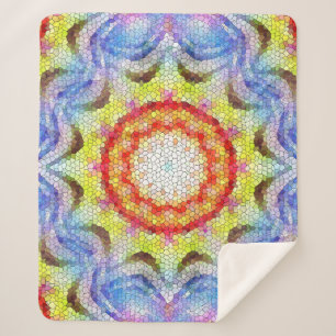 Cobertor Sherpa Lindo Azulejo de Mosaico Brilhante, flor de sol