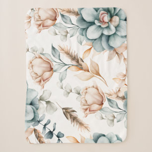 Cobertor Sherpa Lindo padrão contínuo floral com vintage 