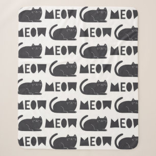 Cobertor Sherpa lindos padrões de gatos. Ilustração Vintage