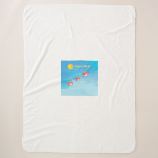 Cobertor Sherpa Lindos Passarinhos Voando no Céu Azul Kids Throw B