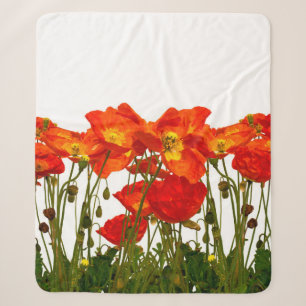 Cobertor Sherpa Linha de papoilas vermelhas arte isolada, fundo, b