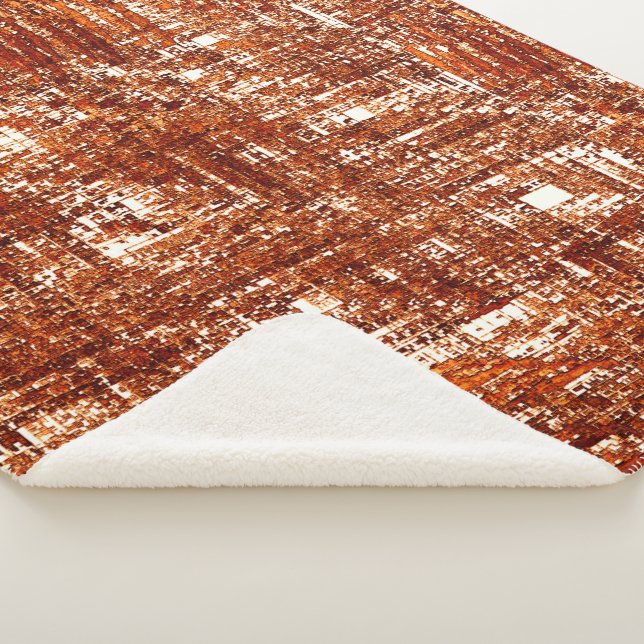 Cobertor Sherpa Linhas cruzadas e entalhe de quadrados enferrujado (3/4)