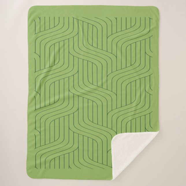 Cobertor Sherpa Linhas Geométricas Verdes da Natureza  (Frente)