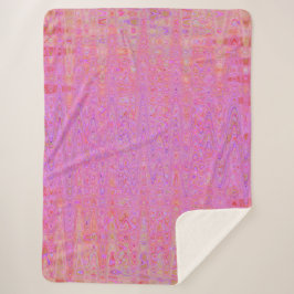 Cobertor Sherpa Linhas Onduladas Rosa e Laranja Abstratas Retrô