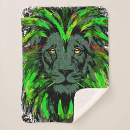 Cobertor Sherpa Lion Head Sherpa Blanket | Cobertura de leão verde