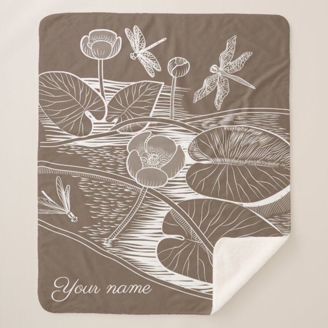 Cobertor Sherpa Lírios gráficos marrom (Frente)