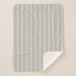 Cobertor Sherpa Listra de Ticking Azul Desgastado Silenciado Fazen