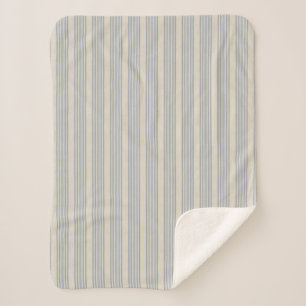 Cobertor Sherpa Listra de Ticking Azul Desgastado Silenciado Fazen