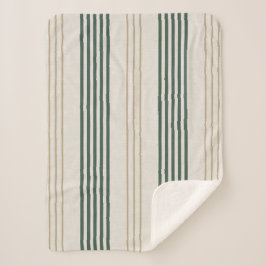 Cobertor Sherpa Listra de Ticking Verde Moderno Textura de Linho