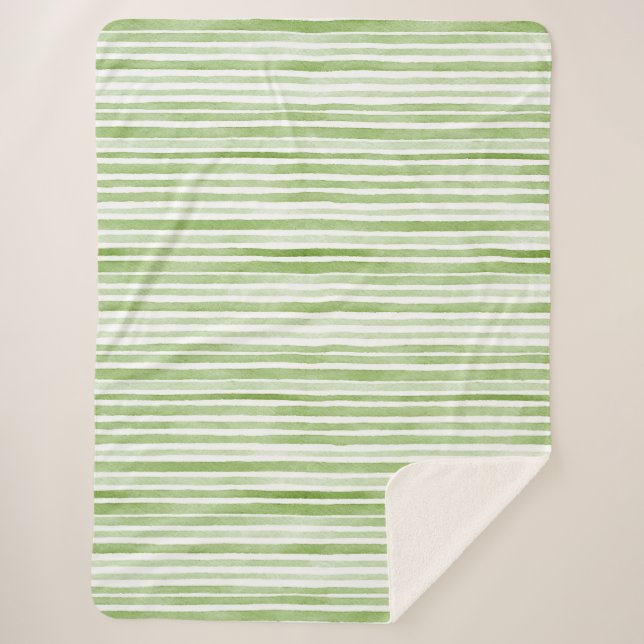 Cobertor Sherpa Listras Brancas Verdes (Frente)