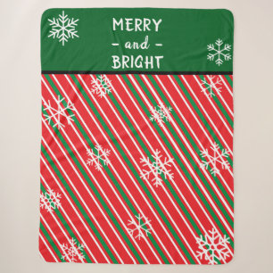 Cobertor Sherpa Listras de Bengala de Natal Vermelho Verde