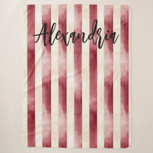 Cobertor Sherpa Listras de creme de Borgonha vermelho Flores Folha