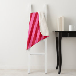 Cobertor Sherpa Listras de Peppermint de Natal Rosa e Vermelho