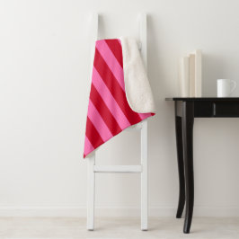 Cobertor Sherpa Listras de Peppermint Rosa e Vermelho