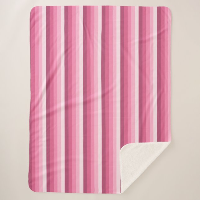 Cobertor Sherpa Listras de sombra rosa (Frente)
