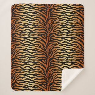 Cobertor Sherpa Listras de Tigre Estampa de Animal, Âmbar, Preto e