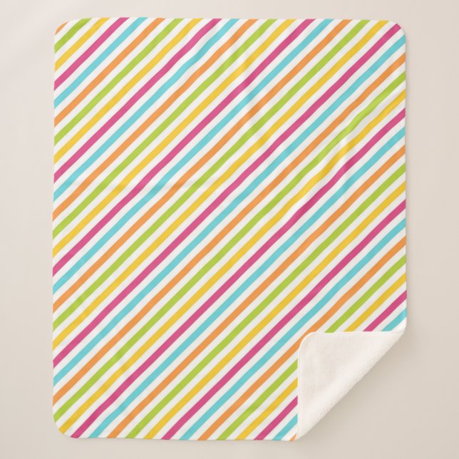 Cobertor Sherpa Listras diagonais em cores vibrantes (Frente)