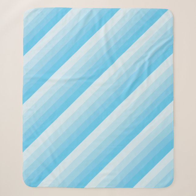 Cobertor Sherpa Listras diagonais ombre em tons de azul turquesa (Frente)