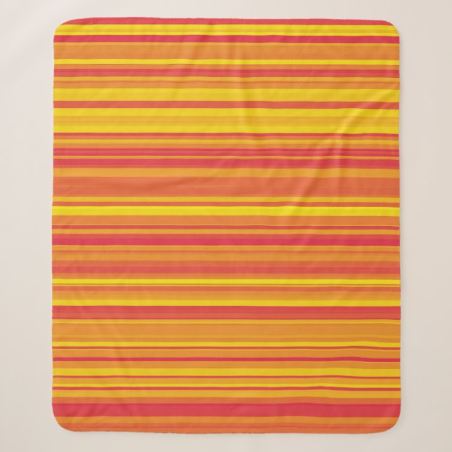 Cobertor Sherpa Listras Laranja Vermelho Amarelo (Frente)