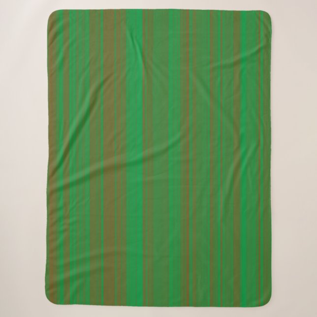 Cobertor Sherpa Listras Marrons Verdes (Frente)