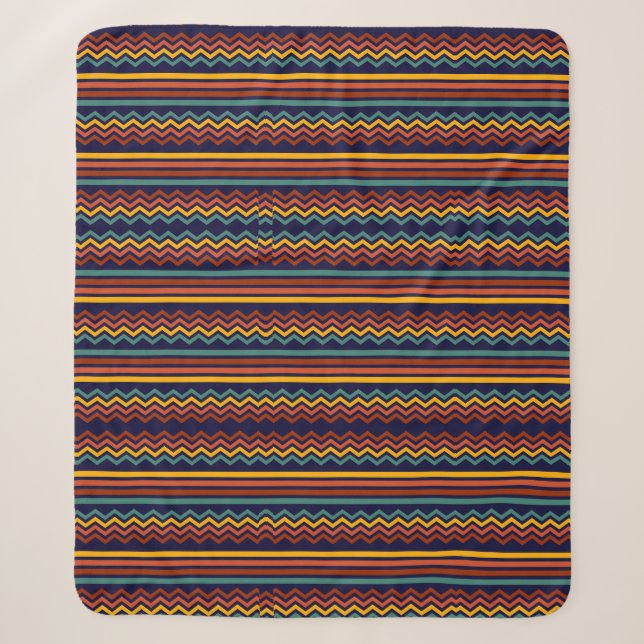 Cobertor Sherpa Listras retrógradas e zigzag 1970 (Frente)