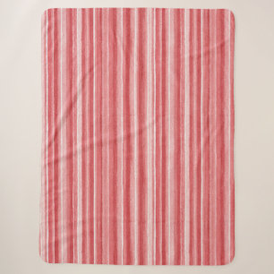 Cobertor Sherpa Listras Rosa Bege Branco Vermelho