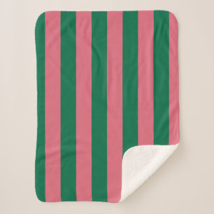 Cobertor Sherpa Listras Rosa Doce Picles Verde