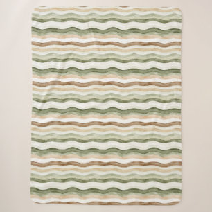 Cobertor Sherpa Listras Verde Creme Marrom