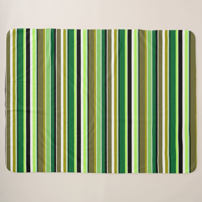 Cobertor Sherpa Listras verdes brancas fofas (Frente (Horizontal))