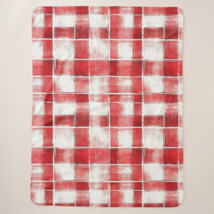 Cobertor Sherpa Listras Xadrez Vermelho Branco