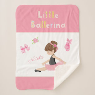 Cobertor Sherpa Little Ballerina Pink Balé Girls Name