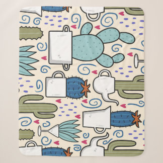 Cobertor Sherpa Llama Cactus: Design sem costura desenhada à mão